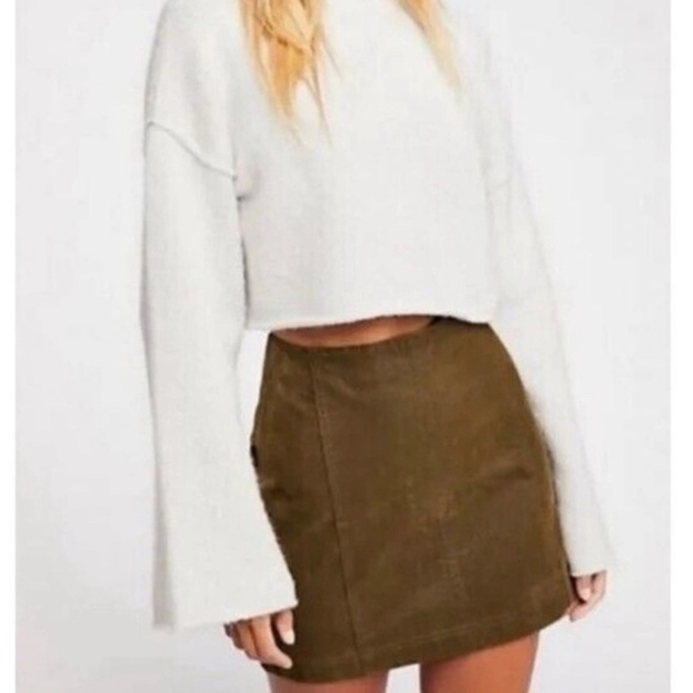 Free People Modern Femme Vegan Faux Suede Leather Mini Skirt-A207